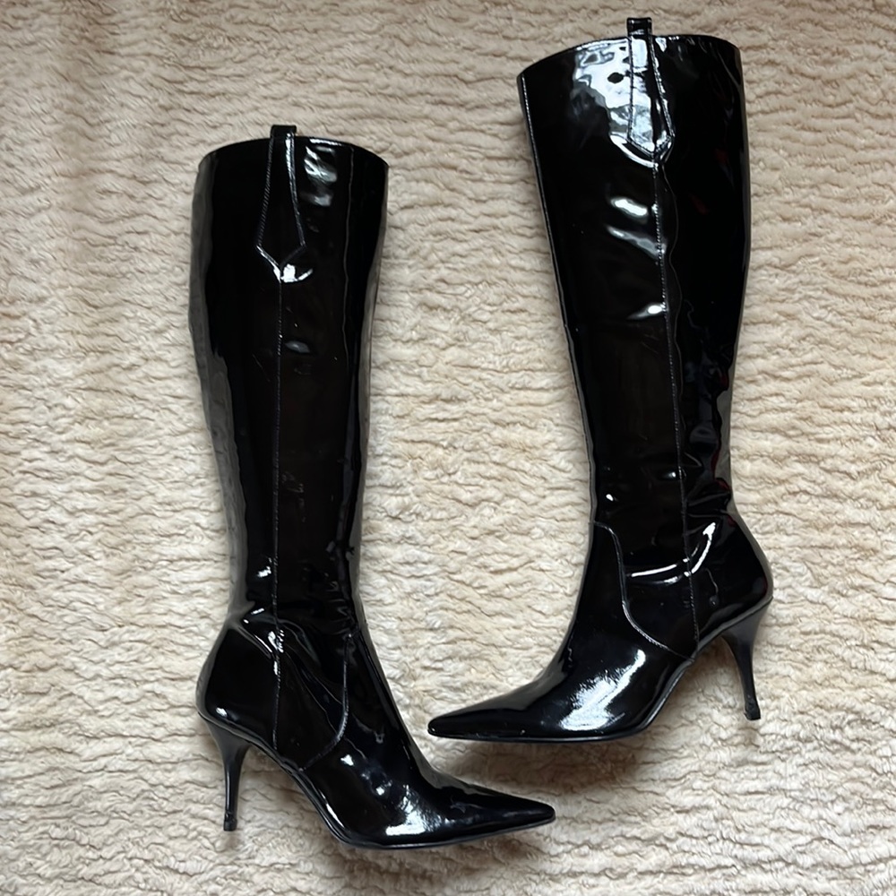 BCBG Max Azria tall patent leather boots 7.5